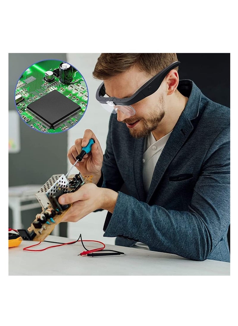 Captaintech USB Rechargeable Head Magnifier with LED Light Interchangeable Lenses 15X 25X 35X 50X Perfect for Jewelry Crafts and Hobbies - Image 2