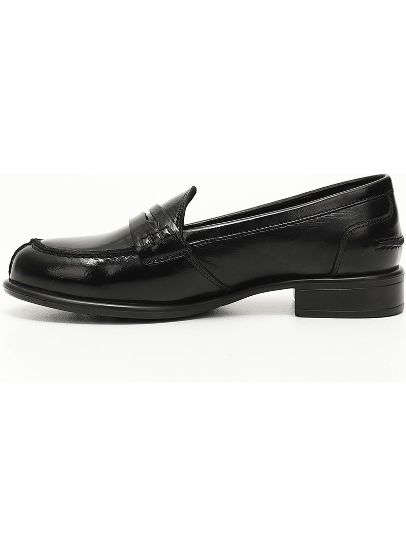 GÖNDERİ Gön Genuine Leather Round Toe Low Heel Loafer Women's Casual Shoes 24138  - Image 3