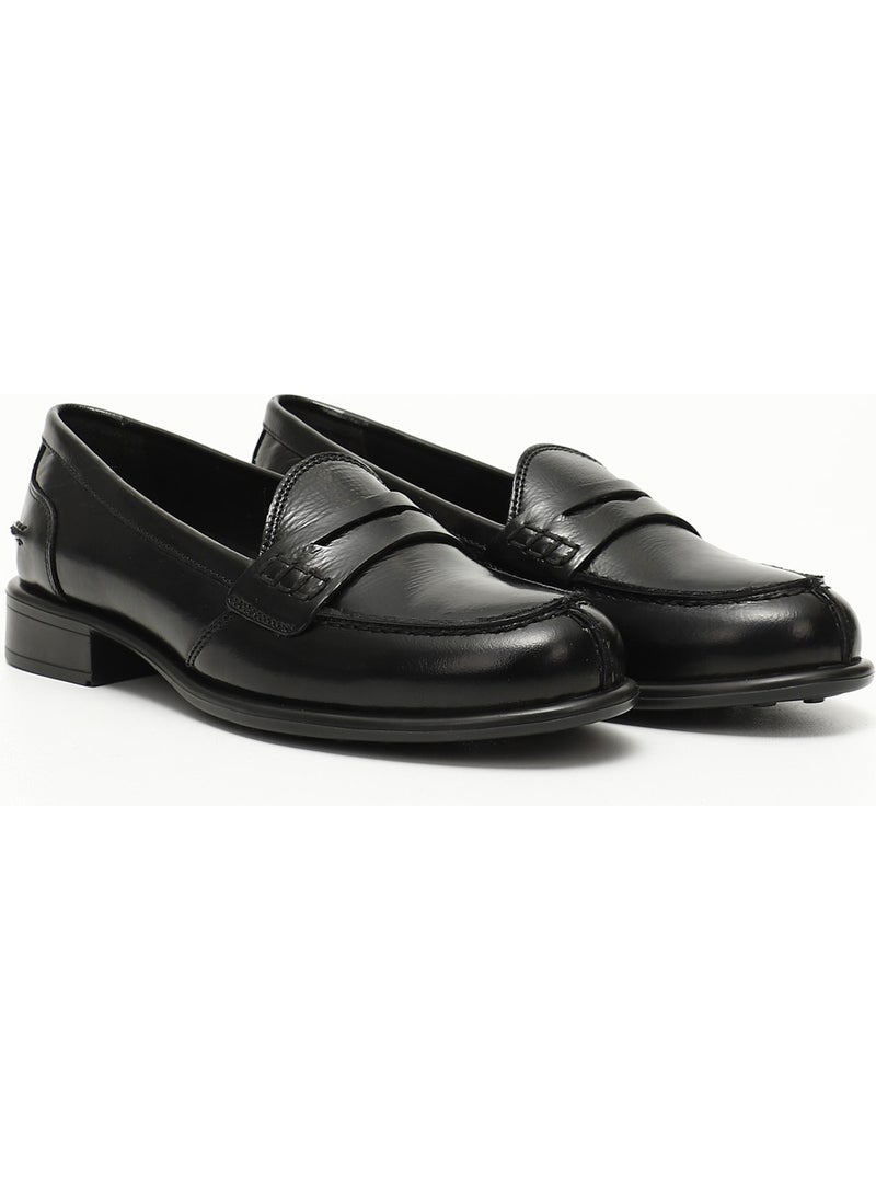 GÖNDERİ Gön Genuine Leather Round Toe Low Heel Loafer Women's Casual Shoes 24138  - Image 2