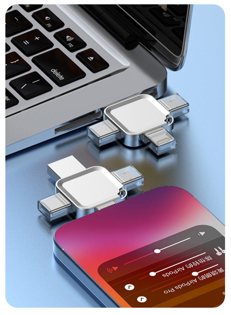 8GB USB Flash Drives, 8GB USB 3.0 High Speed 4 in 1 Type-c OTG USB Stick External Storage for iPhone/PC/iPad/Android/More Devices for Photos and Videos Transfer Storage Backup - Silver 8GB - Image 3