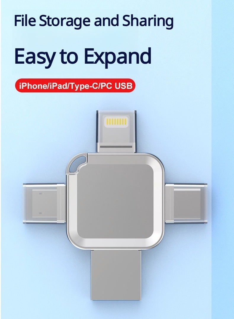 8GB USB Flash Drives, 8GB USB 3.0 High Speed 4 in 1 Type-c OTG USB Stick External Storage for iPhone/PC/iPad/Android/More Devices for Photos and Videos Transfer Storage Backup - Silver 8GB - Image 5