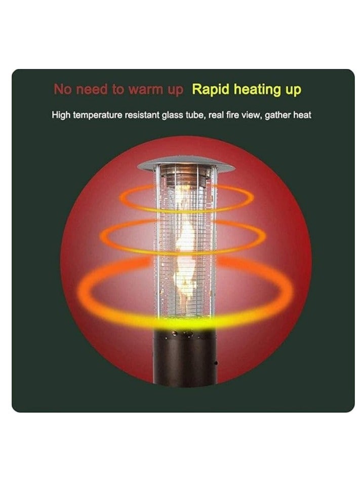 Heater Portable Outdoor Quartz Glass Tube Heating Pro-pane Patio Visual Flame Heater Stainless Steel Floorstanding Liquid Heater Patio Heater - Image 3
