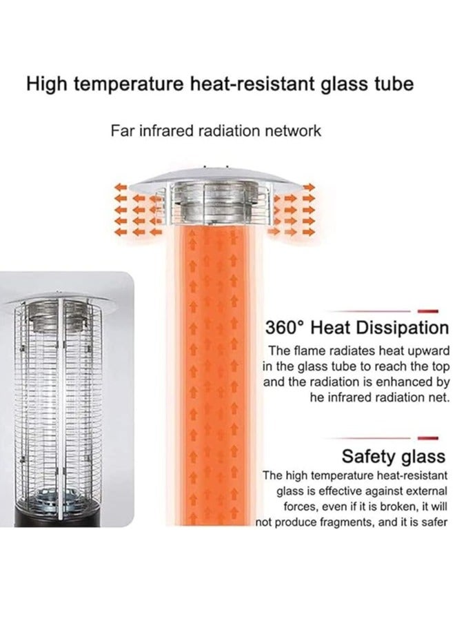 Heater Portable Outdoor Quartz Glass Tube Heating Pro-pane Patio Visual Flame Heater Stainless Steel Floorstanding Liquid Heater Patio Heater - Image 4