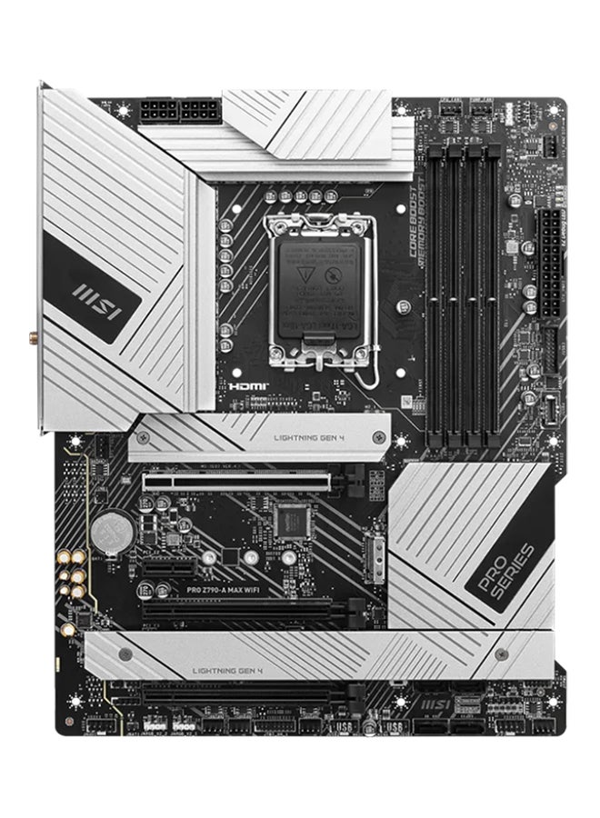 MSI PRO Z790-A MAX WIFI DDR5 Intel® ATX Mother Board, Digital PWM, PCI-E, 6x SATA 6G, 4x M.2, 1x HDMI™, 1x DisplayPort, 2.5Gbps LAN, VRM Heatsink, Pre Installed IO Shield | 911-7E07-018 Black - Image 3