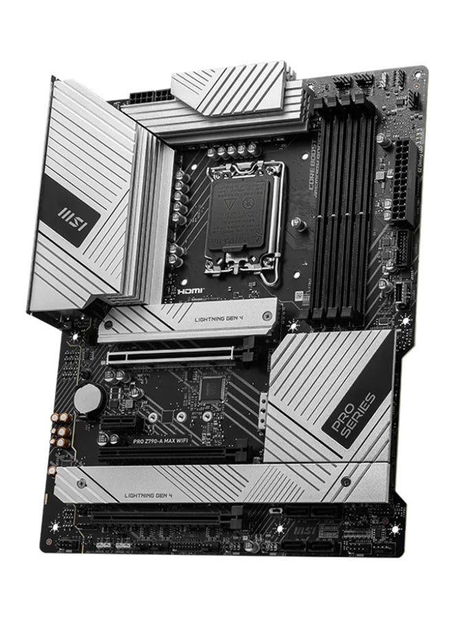 MSI PRO Z790-A MAX WIFI DDR5 Intel® ATX Mother Board, Digital PWM, PCI-E, 6x SATA 6G, 4x M.2, 1x HDMI™, 1x DisplayPort, 2.5Gbps LAN, VRM Heatsink, Pre Installed IO Shield | 911-7E07-018 Black - Image 2
