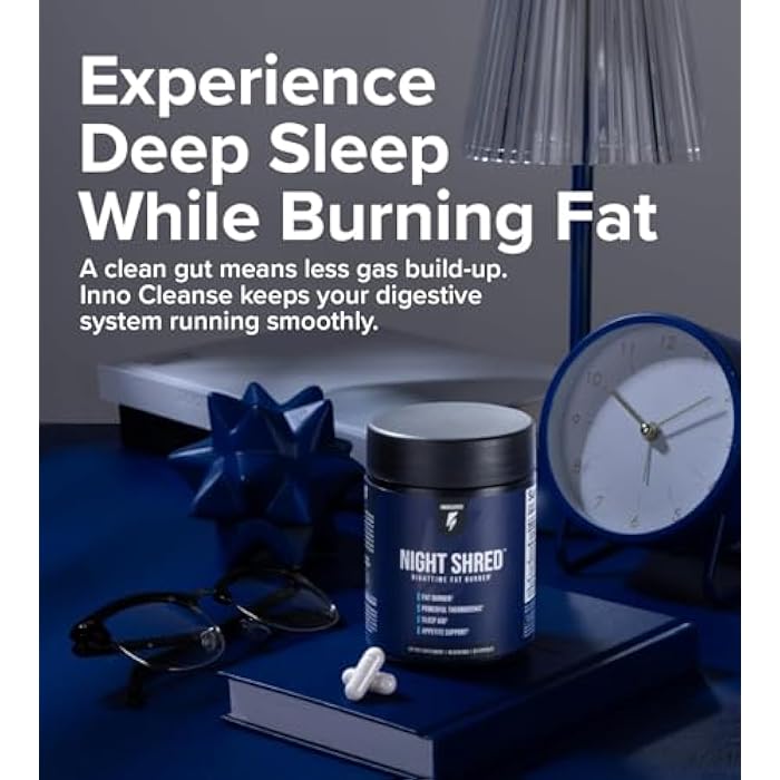 InnoSupps Night Shred - Night Time Fat Burner, Weight Loss, and Natural Sleep Support Ashwagandha, 5-HTP, CLA, Melatonin Appetite Suppressant Fat Burning 60 Vegetarian Capsule / 30 Day Supply - Image 2