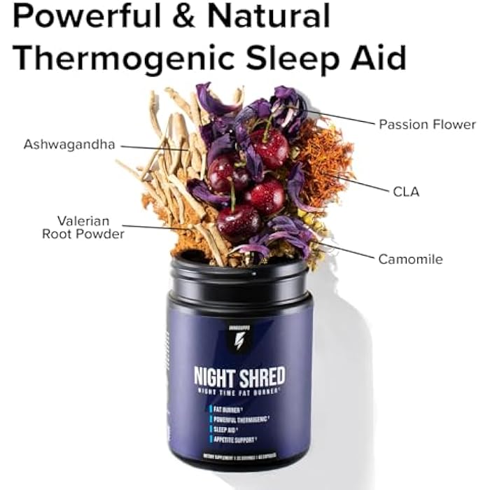 InnoSupps Night Shred - Night Time Fat Burner, Weight Loss, and Natural Sleep Support Ashwagandha, 5-HTP, CLA, Melatonin Appetite Suppressant Fat Burning 60 Vegetarian Capsule / 30 Day Supply - Image 4