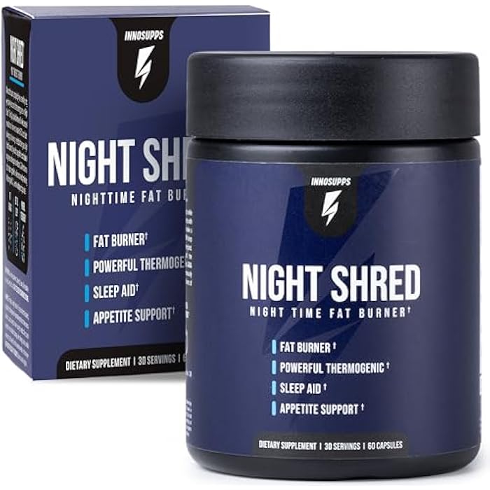 InnoSupps Night Shred - Night Time Fat Burner, Weight Loss, and Natural Sleep Support Ashwagandha, 5-HTP, CLA, Melatonin Appetite Suppressant Fat Burning 60 Vegetarian Capsule / 30 Day Supply - Image 1