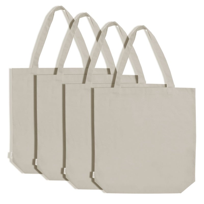 Augbunny Augbunny 100% Cotton Canvas Shopping Tote Bag Grocery Bag 4-pack  - Image 1