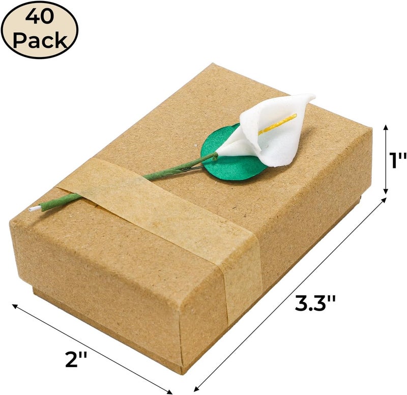 ZAVOOS 40 Pieces Jewelry Gift Boxes, 3.3''L x 2''W x 1''H Small Gift Packaging Box with Lid, Flower Cardboard Paper Jewelry Storage Boxes Bulk for Women Necklaces Bracelets Earrings - Image 2