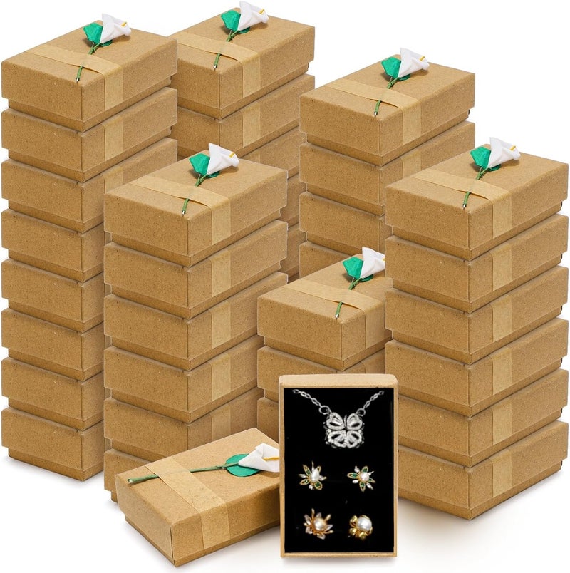 ZAVOOS 40 Pieces Jewelry Gift Boxes, 3.3''L x 2''W x 1''H Small Gift Packaging Box with Lid, Flower Cardboard Paper Jewelry Storage Boxes Bulk for Women Necklaces Bracelets Earrings - Image 1