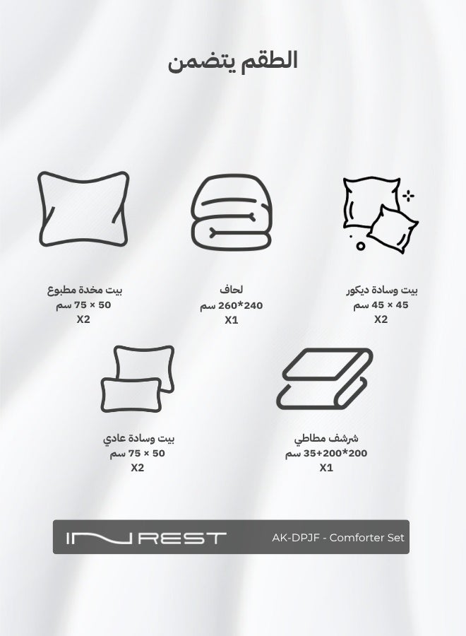 Inrest Home LUXURY COMFORTER SET KING 8 PC - MATERIAL 100% COTTON - SIZE 240*260 CM - White & Light Blue - Image 3