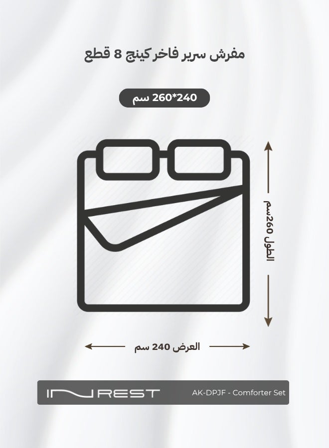 Inrest Home LUXURY COMFORTER SET KING 8 PC - MATERIAL 100% COTTON - SIZE 240*260 CM - White & Light Blue - Image 2