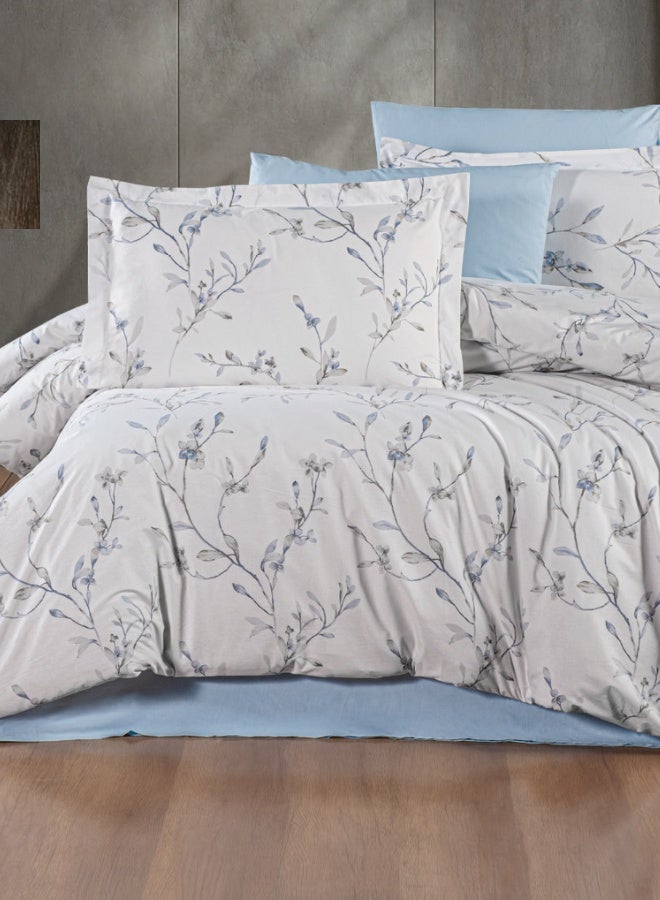 Inrest Home LUXURY COMFORTER SET KING 8 PC - MATERIAL 100% COTTON - SIZE 240*260 CM - White & Light Blue - Image 1