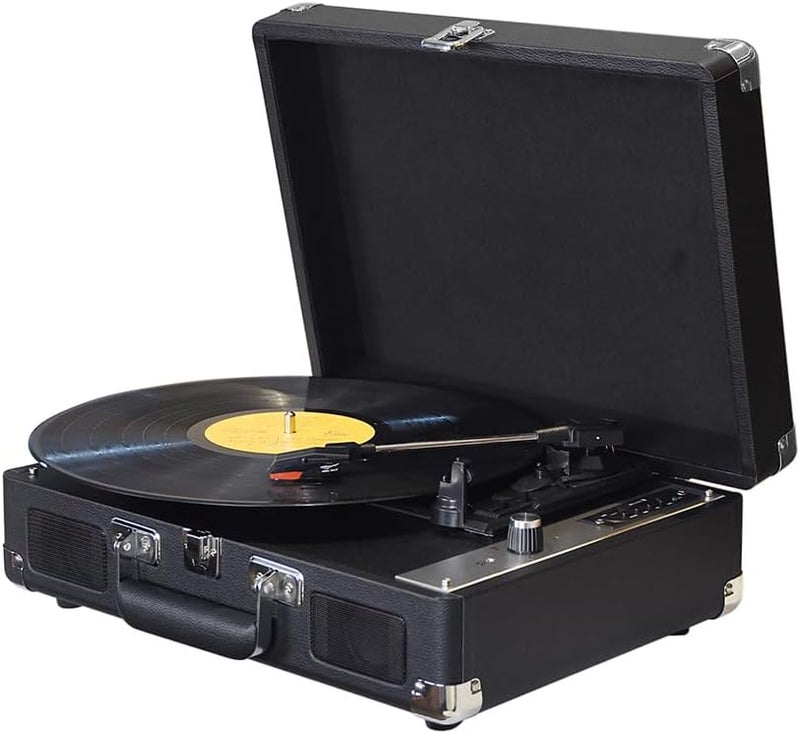 Eacam Record Player - BT Vintage 3-Speed Portable Suitcase Turntables with Built-in Speakers, Belt-Driven LP Player Support USB Recording AUX-in Line Out - Image 1
