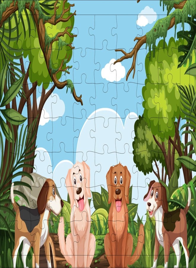 Fiddlys 54 Pcs Wood Jigsaw Puzzles for Kids & Children Age 6+ Double Layered Wooden Puzzles with Bright Front & Back Print Puzzle for Kids-Educational Toy (Dogs + Bunny) - Image 3