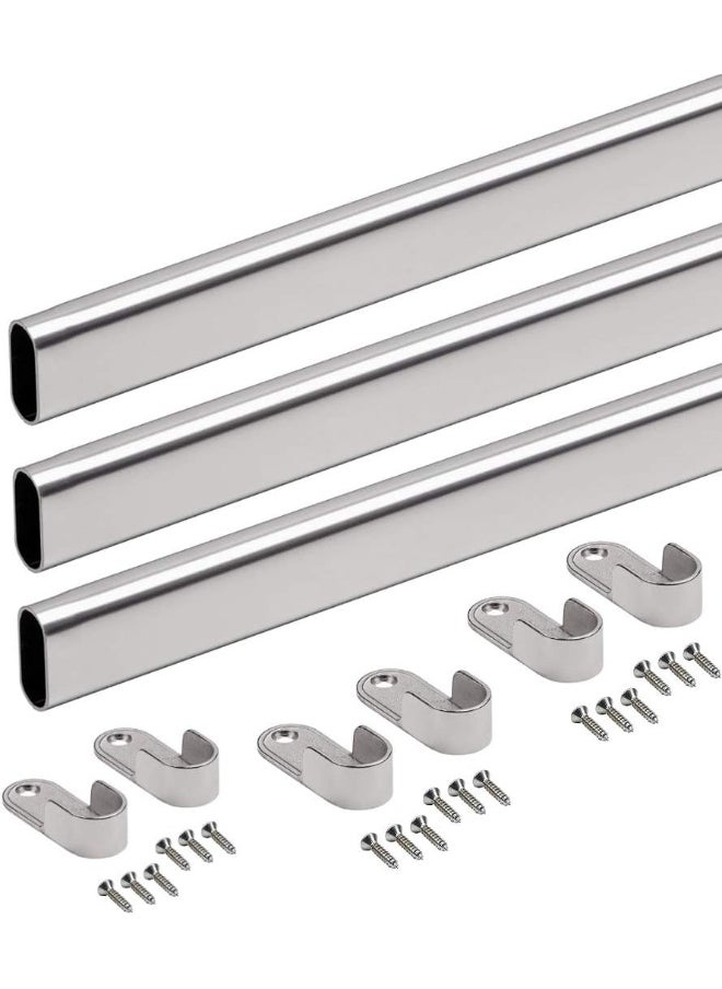 Royal Apex 95 Cm Wardrobe bar | Clothes Rod - Closet and Cupboard Organizer | Chromed Steel with Fittings - Easy Installation | Rail Coat Rack Wall or Clothes Rail - Pack of 3  - Image 1