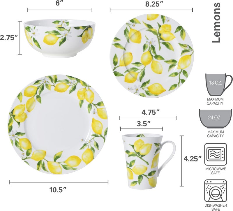 Mikasa Lemons 16Piece Dinnerware Set Service For 4 Multicolor - Image 4