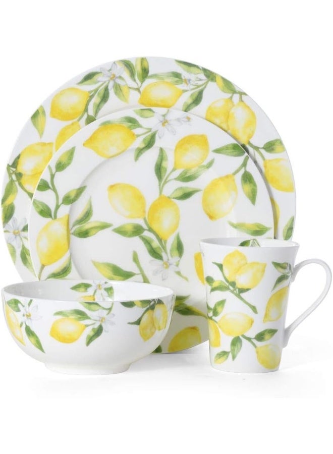 Mikasa Lemons 16Piece Dinnerware Set Service For 4 Multicolor - Image 2