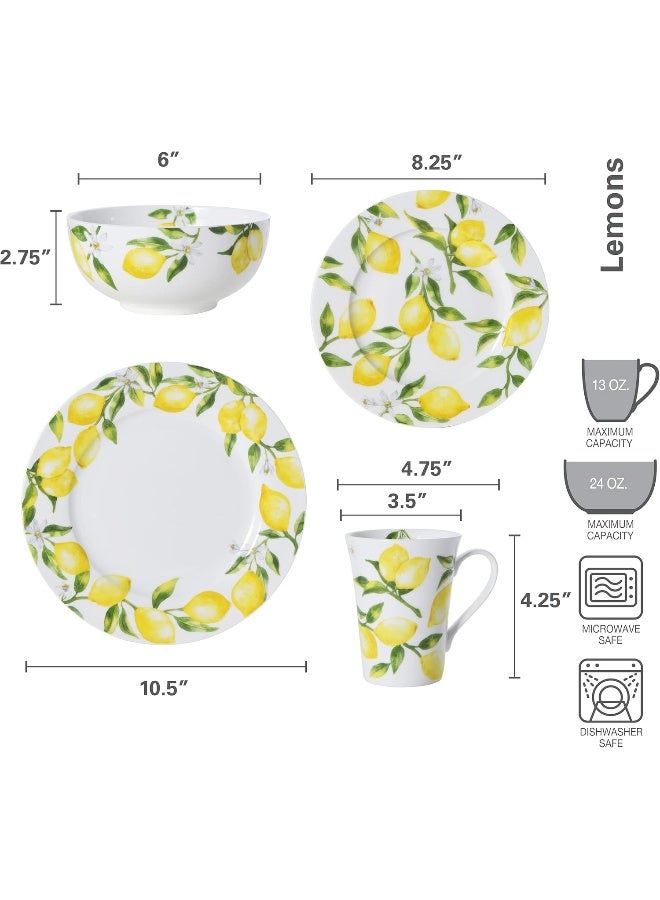 Mikasa Lemons 16Piece Dinnerware Set Service For 4 Multicolor - Image 5