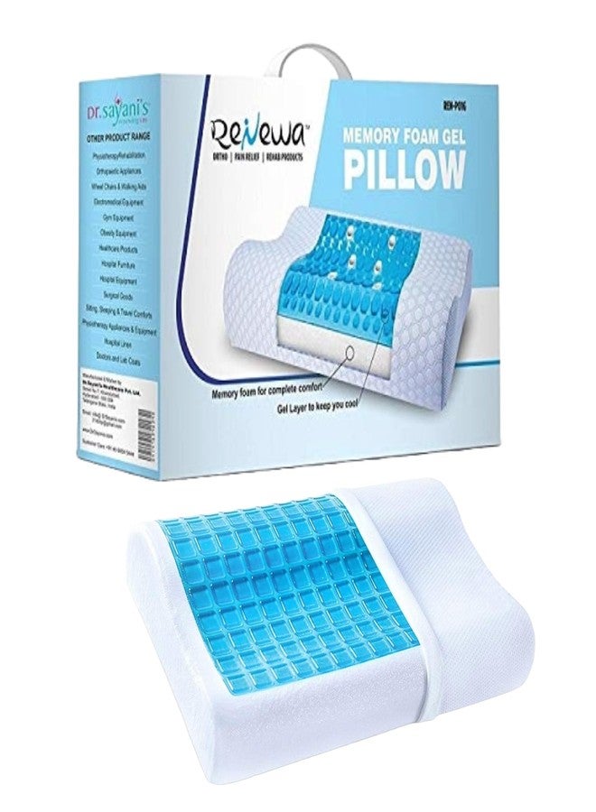 RENEWA Cool Gel Cervical Pillow for Neck Pain Spondylitis Neck, Orthopedic Memory Foam Pillow for Sleeping, Neck Support Contour Pillow Pain Relief Sleep Improves Posture Spinal Alignment - Image 1