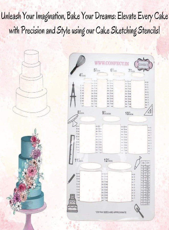 Confect Round Cake Stencils for Sketching & Decorating | Reusable Cake Decorating Stencil Templates | Baking & Icing Tools for Cakes, Cookies & Pastries – Set of Stencils - Image 5