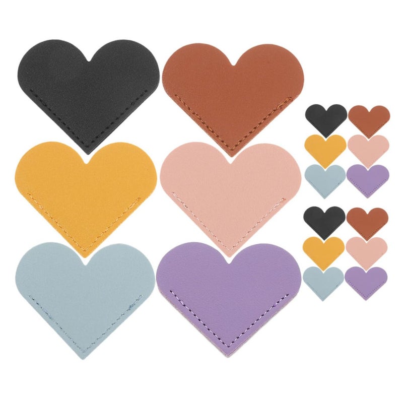 18 Pcs PU Leather Heart Bookmarks Bulk Set Multi Color Reading Accessories - Image 2