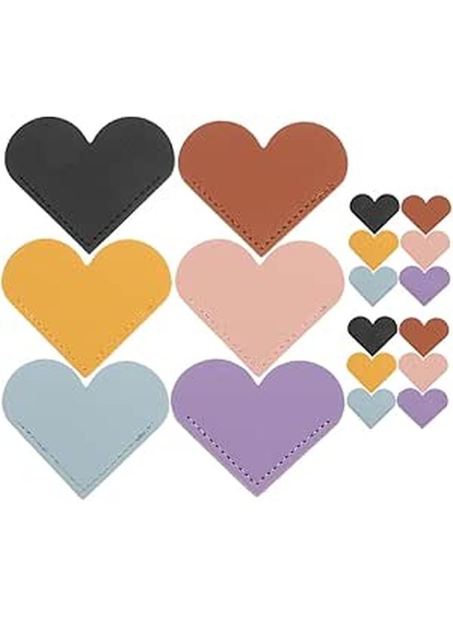 18 Pcs PU Leather Heart Bookmarks Bulk Set Multi Color Reading Accessories - Image 1