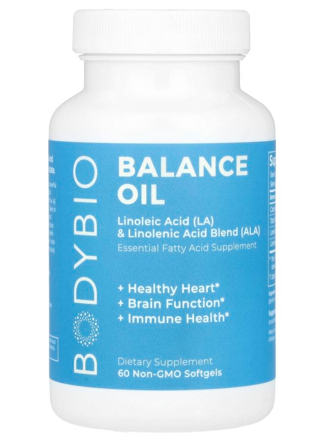 BodyBio Balance Oil Linoleic Acid (LA) & Linolenic Acid Blend (ALA) 60 Non-GMO Softgels - Image 1