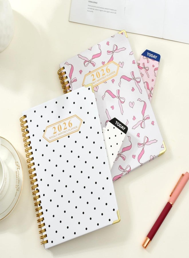 Knagsfa 2026 Monthly Planner, Jan.2026 - Dec.2026 Weekly Monthly Planner 6.25"x8.5" with Page Tabs, Calendar Hardcover with Inner Pocket, Elastic Band, Twin-Wire Binding, Bookmark, Black Daisy - Image 2