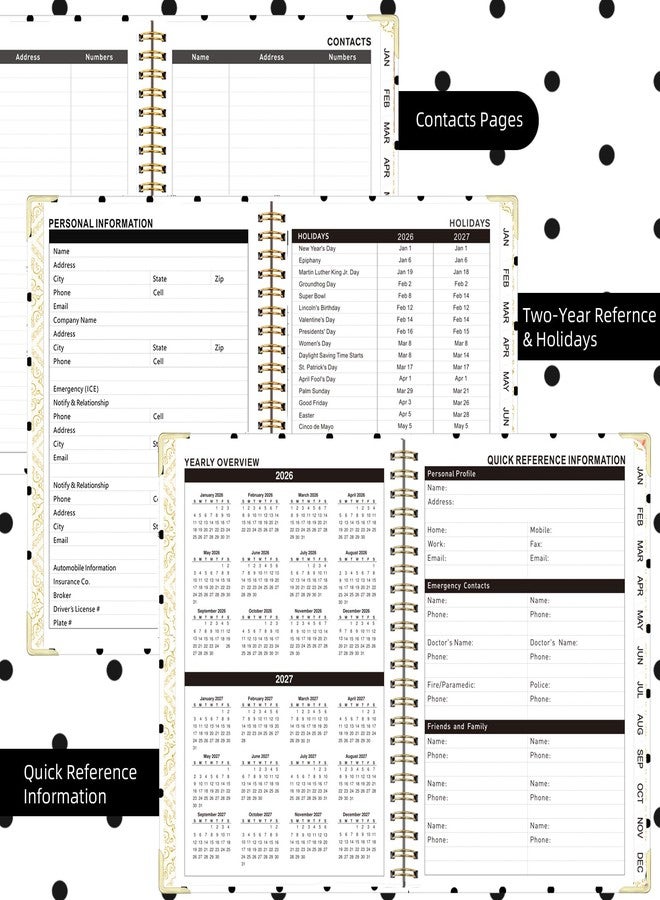 Knagsfa 2026 Monthly Planner, Jan.2026 - Dec.2026 Weekly Monthly Planner 6.25"x8.5" with Page Tabs, Calendar Hardcover with Inner Pocket, Elastic Band, Twin-Wire Binding, Bookmark, Black Daisy - Image 5