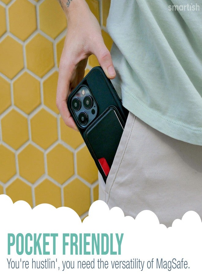 سمارتيش محفظة سمارتيش لهواتف آيفون ماج سيف - سايد هاسل - حامل بطاقات مغناطيسي رفيع قابل للفصل مصنوع من الجلد النباتي، متوافق مع موديلات آيفون 17/16/15/14/13/12/13/12 - تصميم زهر الكرز - Image 3