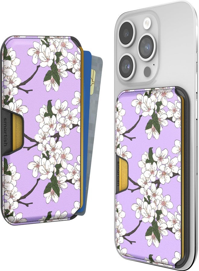 سمارتيش محفظة سمارتيش لهواتف آيفون ماج سيف - سايد هاسل - حامل بطاقات مغناطيسي رفيع قابل للفصل مصنوع من الجلد النباتي، متوافق مع موديلات آيفون 17/16/15/14/13/12/13/12 - تصميم زهر الكرز - Image 1