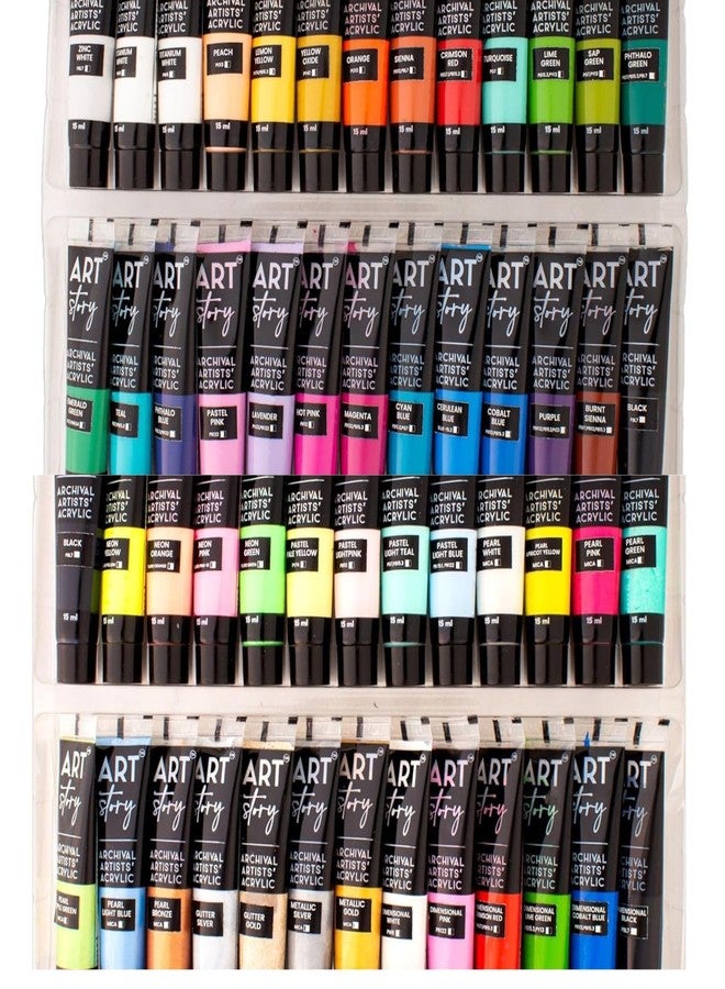 إتسي-بيتسي مجموعة ألوان أكريليك متعددة الأنماط من إيتسي بيتسي، 52 لونًا × 15 مل لكل علبة | ألوان فنية ممتازة للرسم على القماش والخشب والزجاج | ألوان غير سامة ذات أساس مائي للمبتدئين والطلاب والمحترفين - Image 3