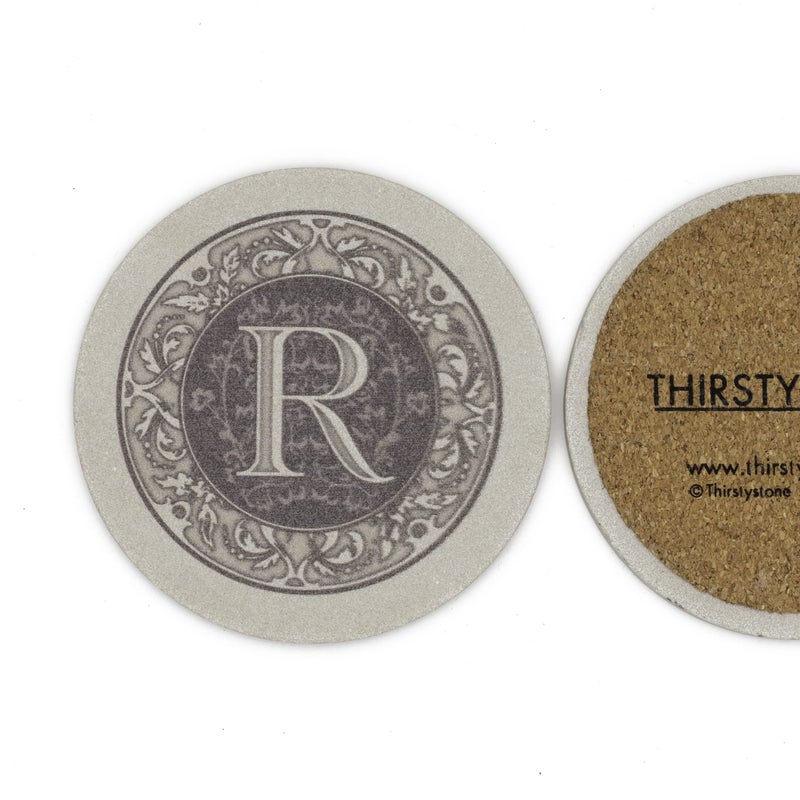 ثيريستي ستون خطاب واحد monogram من الحجر العطش R ustorbons stone stone coaster 4 عبوات مصنوعة في الولايات المتحدة الأمريكية المصممة مناديل بسهولة تنظيف - Image 3