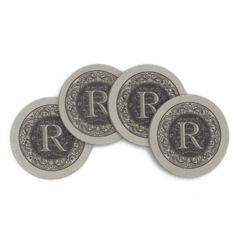 ثيريستي ستون خطاب واحد monogram من الحجر العطش R ustorbons stone stone coaster 4 عبوات مصنوعة في الولايات المتحدة الأمريكية المصممة مناديل بسهولة تنظيف - Image 2