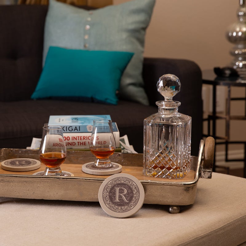 ثيريستي ستون خطاب واحد monogram من الحجر العطش R ustorbons stone stone coaster 4 عبوات مصنوعة في الولايات المتحدة الأمريكية المصممة مناديل بسهولة تنظيف - Image 5