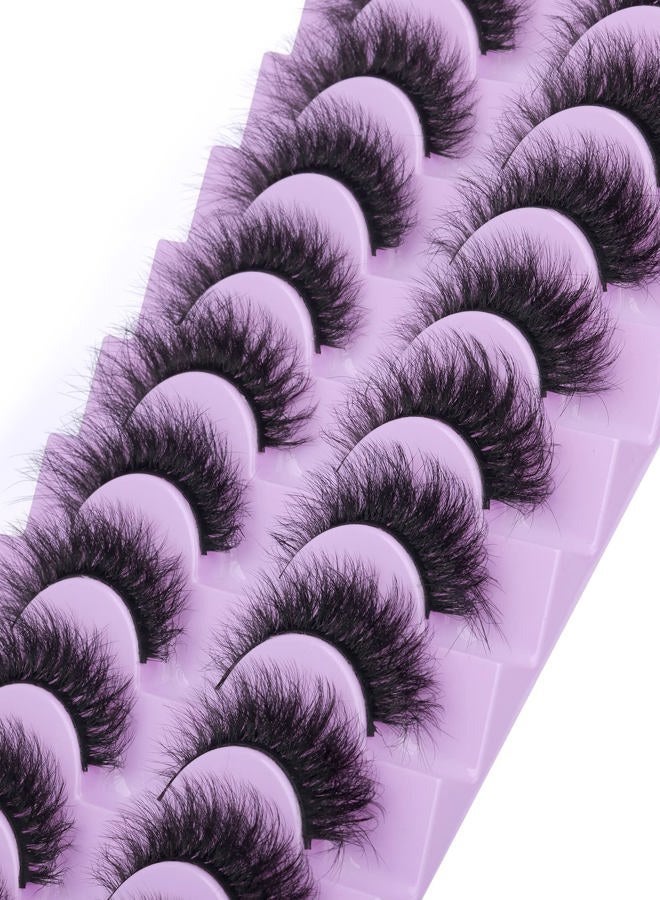 wiwoseo Fluffy Mink Lashes Extension Strip Eyelashes Fairy Thick Volume Eyelashes Cat Eyes Lashes 16MM Natural Wispy Fluffy Faux Mink Lashes 10 Pairs False Eyelashes - Image 4
