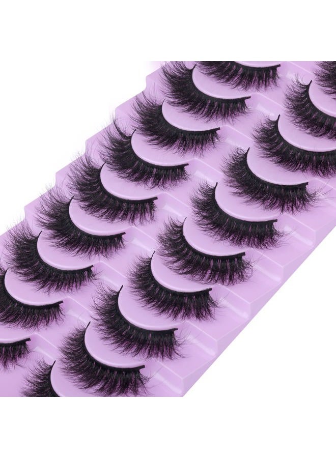 wiwoseo Fluffy Mink Lashes Extension Strip Eyelashes Fairy Thick Volume Eyelashes Cat Eyes Lashes 16MM Natural Wispy Fluffy Faux Mink Lashes 10 Pairs False Eyelashes - Image 5