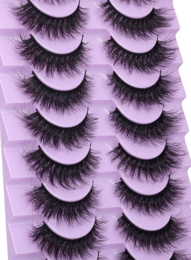 wiwoseo Fluffy Mink Lashes Extension Strip Eyelashes Fairy Thick Volume Eyelashes Cat Eyes Lashes 16MM Natural Wispy Fluffy Faux Mink Lashes 10 Pairs False Eyelashes - Image 2