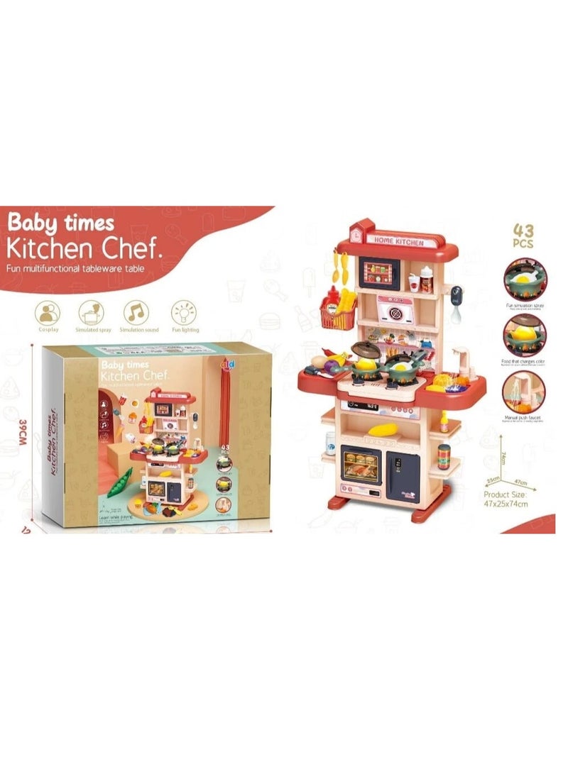 Interactive Kids Kitchen Play Set – 43-Piece Pretend Cooking Toy with Realistic Sounds  Lights | Educational Kitchen Set for Toddlers Ages 3-12 - Image 2