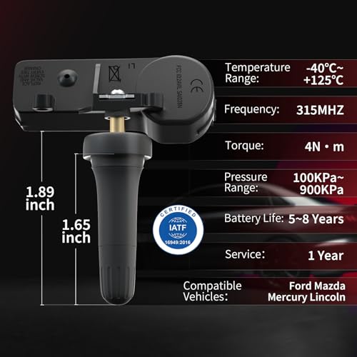 Marsflex TPMS Sensor 4PCS Compatible for Ford F150 Mazda Lincoln Mercury Explorer Mustang Expedition Edge Escape Fusion, Tire Pressure Monitoring Sensor Replaces# 6F2Z-1A189-A, 7L1Z-1A189-A 315MHZ - Image 3