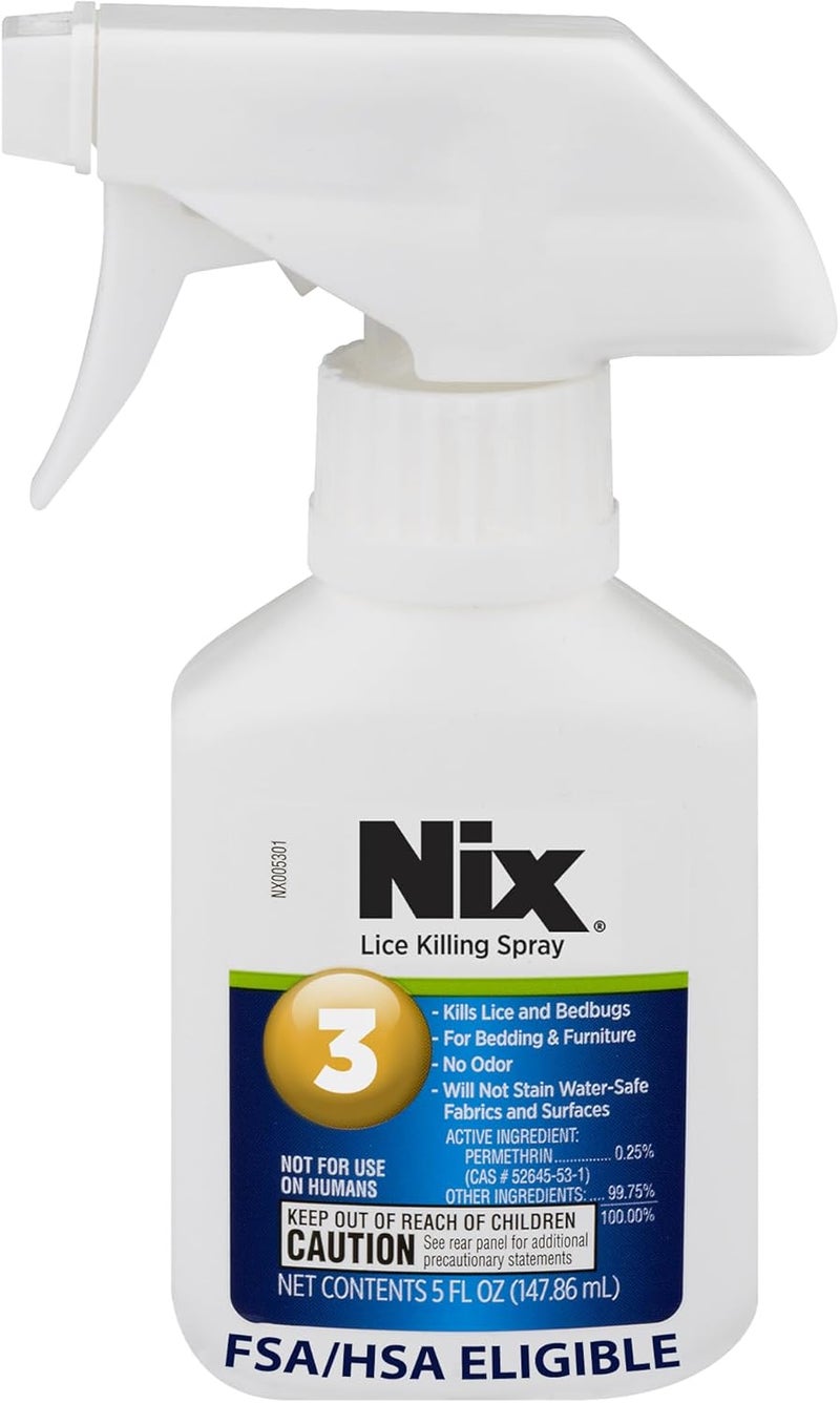 Nix Lice & Bed Bug Spray - Odor-Free, Non-Staining Treatment for Bedding & Furniture, 5 Fl Oz - Image 1