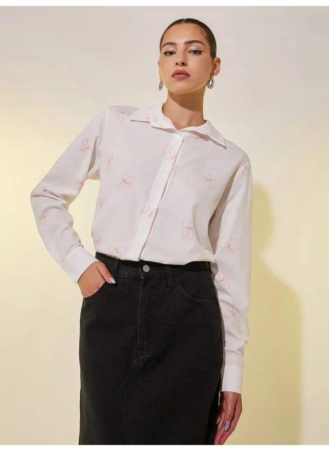 Take Two Take Two Floral Print Oversized Spread Collar Shirts