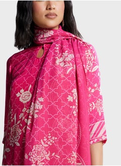 Biba Keyhole Neck Printed Kurti & Pants Set  - Image 5