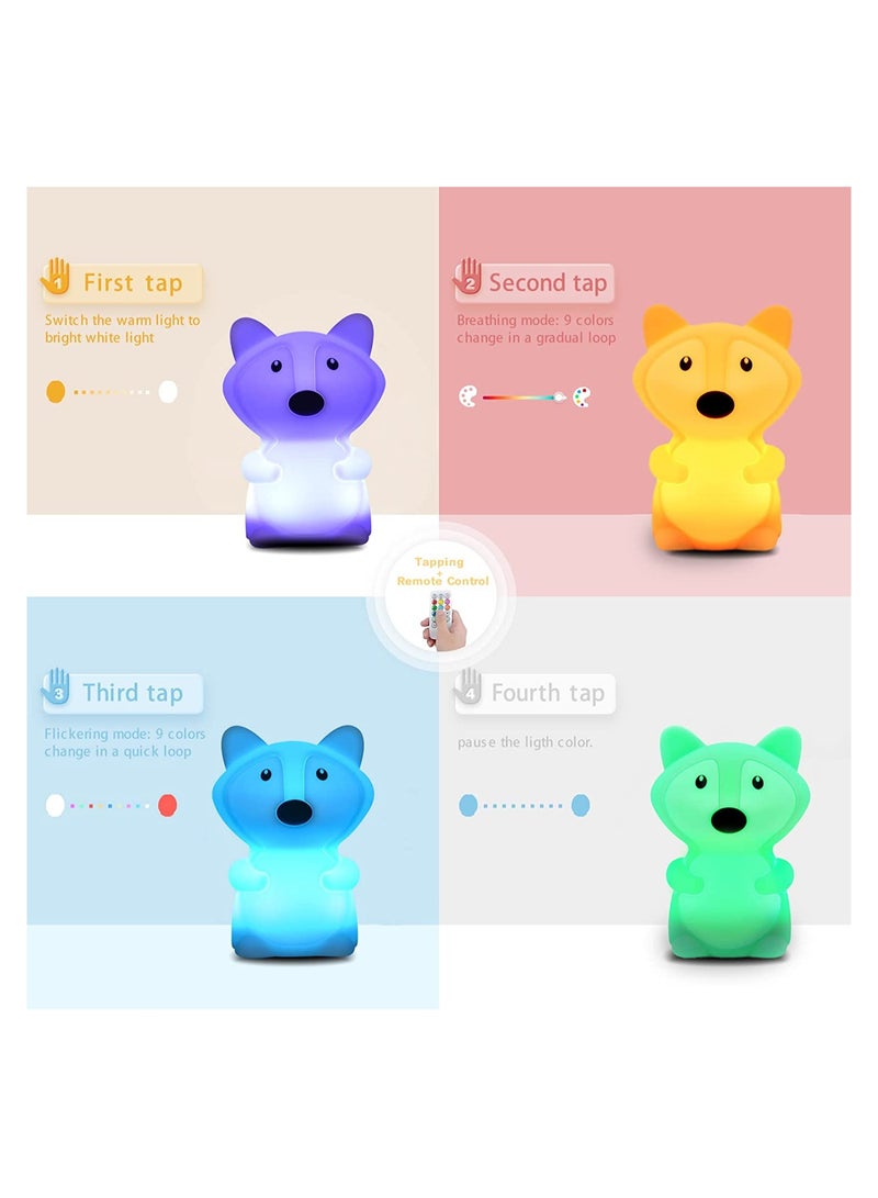 SYOSI Kids Night Light Fox Silicone Nursery for Baby and Toddler Squishy Room Animal Lights Girls Boys Kawaii Lamp Cute Lamps Bedroom - Image 5