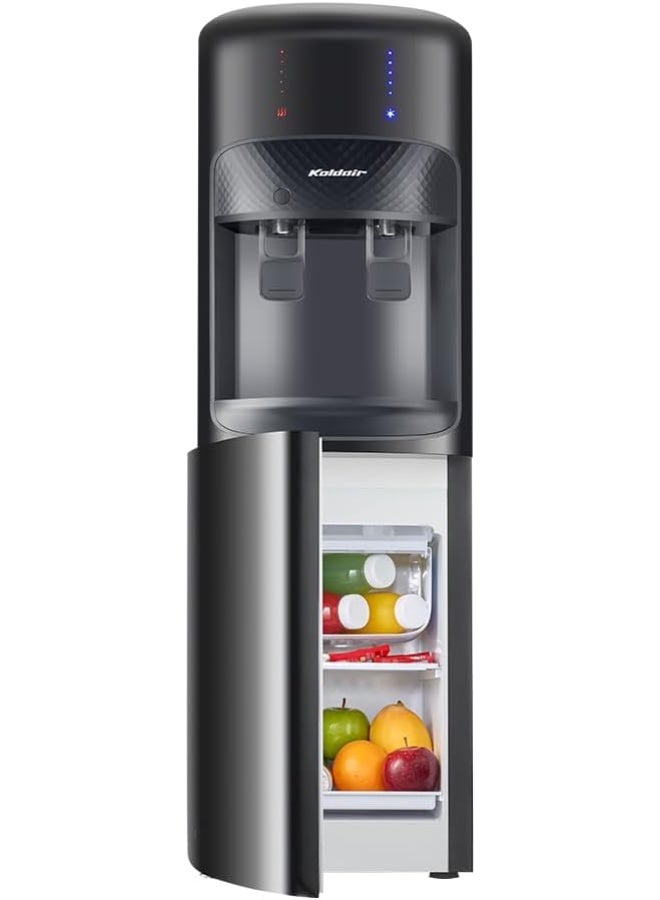 كولداير موزع مياه كولدير قائم بذاته، مزود بميزة التحميل العلوي مع ثلاجة، صنبورتان ساخنًا وباردًا، نوع AF، أسود