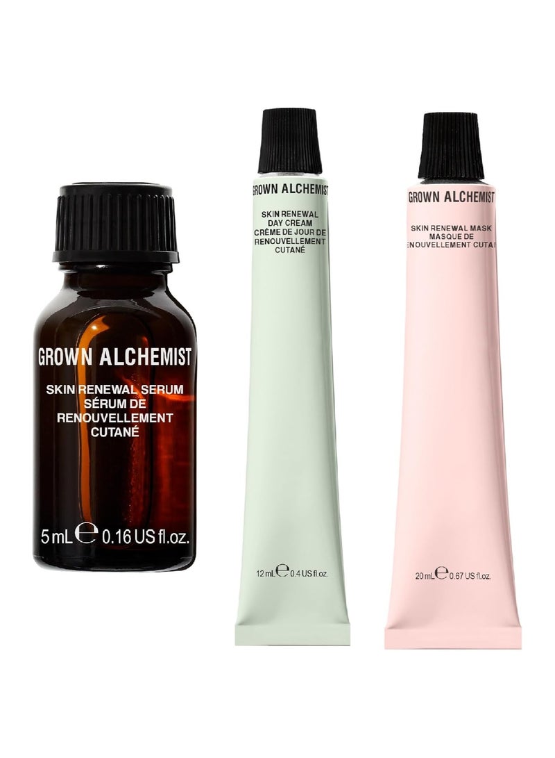 Grown Alchemist Skin Renewal Skincare Kit Trio Skincare Set Gift Exclusive Hydrating Face Mask 20 ml Face serum hyaluronic acid Niacinamide Serum 5 ml Luxury Daily Moisturizer Face Cream 12 ml - Image 1