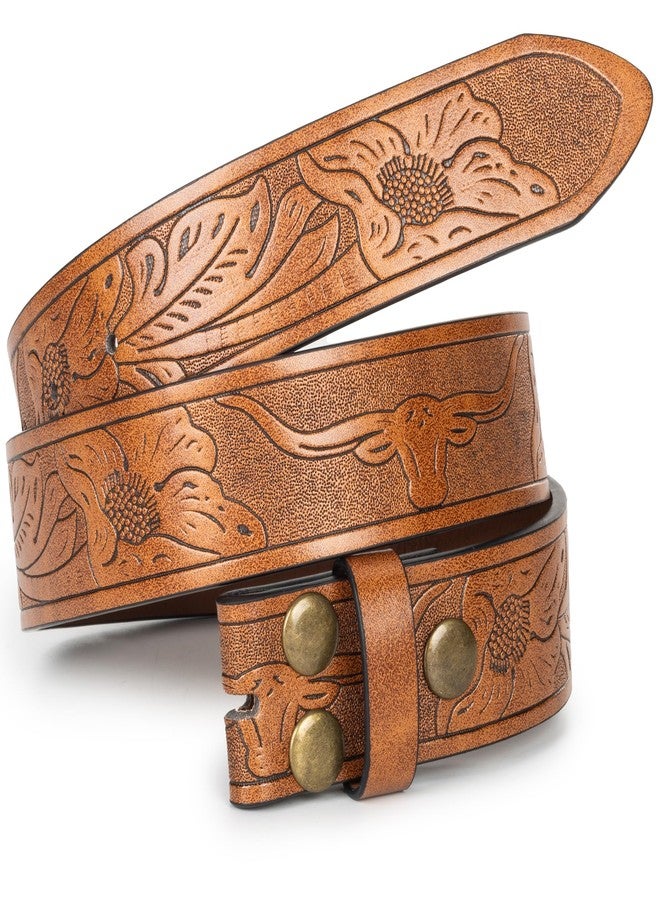 IZUS Classic Retro Belt Strap for Men Women without Buckle 1.5" Wide Western Embossed PU-Leather Belt for Jeans - Image 2