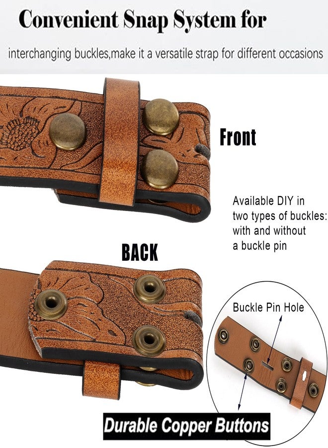 IZUS Classic Retro Belt Strap for Men Women without Buckle 1.5" Wide Western Embossed PU-Leather Belt for Jeans - Image 5